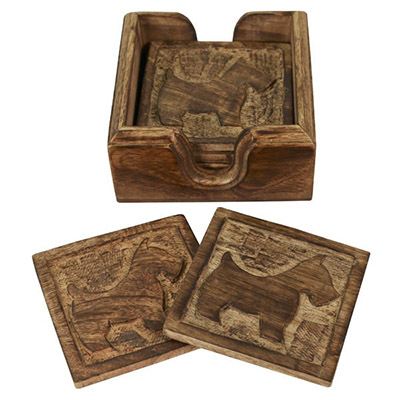 Wooden Set Of 6 Scottie Dog Coasters
